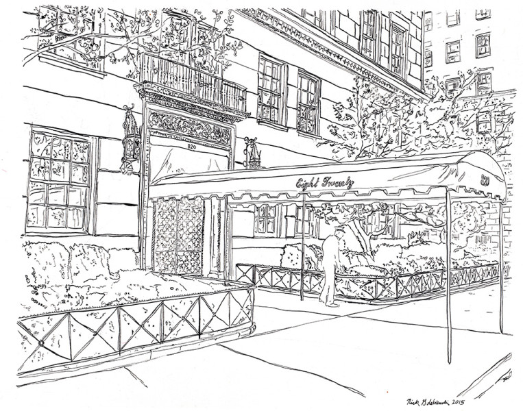 820 Fifth Avenue Awning, Pen & Ink, 11"x14", 2015