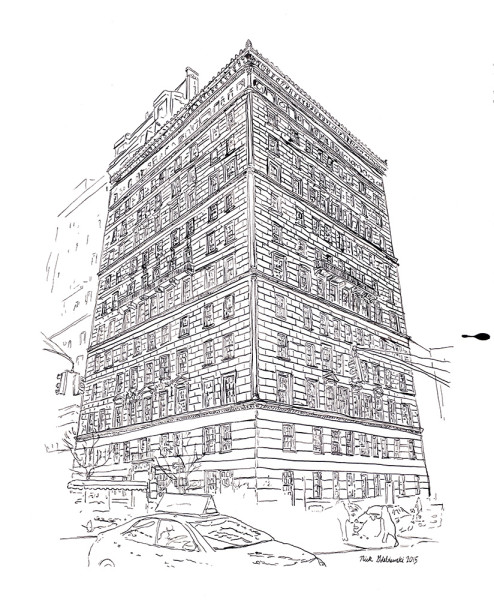 820 Fifth Avenue Awning, Pen & Ink, 11"x14", 2015